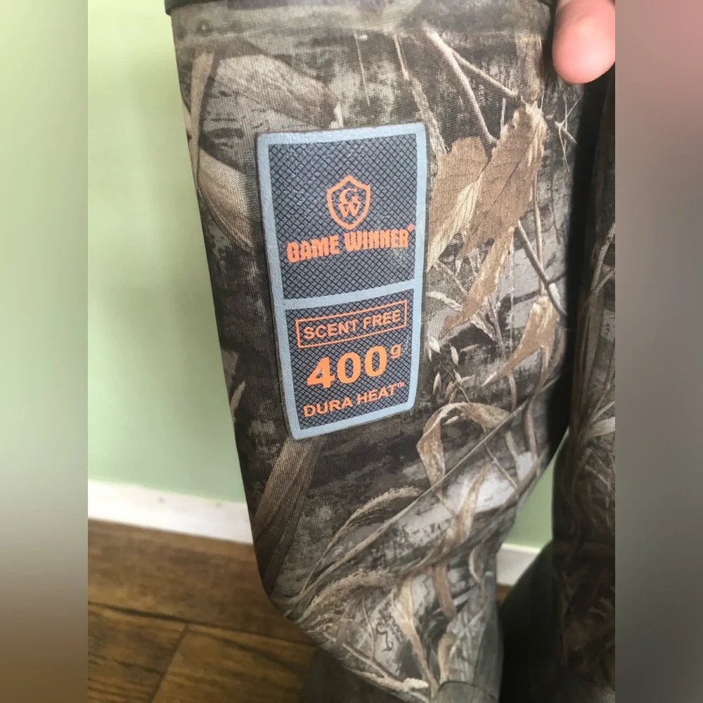 Game Winner Mens Rubber Boots Size 11 Scent Free 400 G Dura Heat Camo Brown